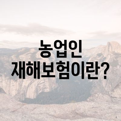 농업인 재해보험이란?