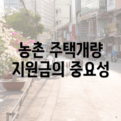 농촌 주택개량 지원금의 중요성