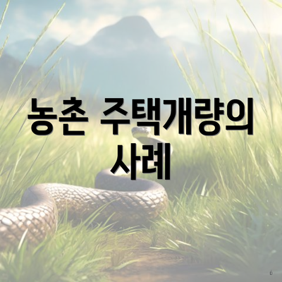 농촌 주택개량의 사례
