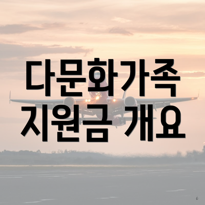 다문화가족 지원금 개요