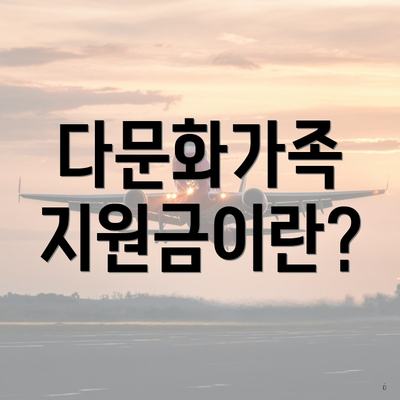다문화가족 지원금이란?