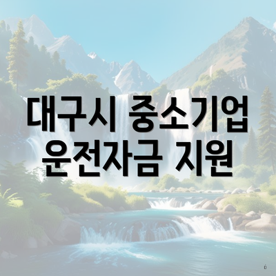 대구시 중소기업 운전자금 지원