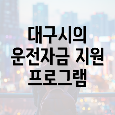 대구시의 운전자금 지원 프로그램