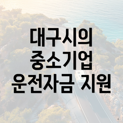 대구시의 중소기업 운전자금 지원