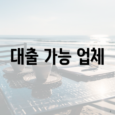 대출 가능 업체