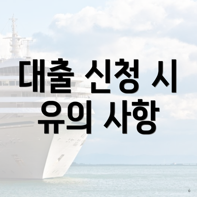 대출 신청 시 유의 사항