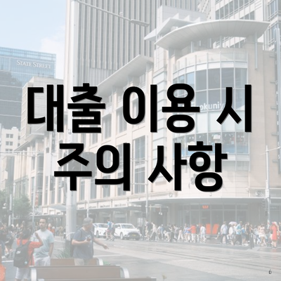 대출 이용 시 주의 사항