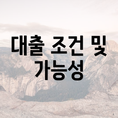 대출 조건 및 가능성