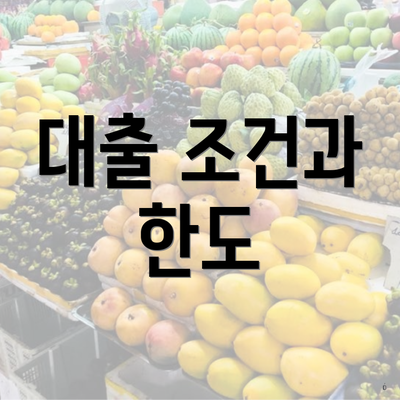 대출 조건과 한도