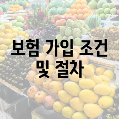 보험 가입 조건 및 절차