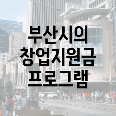부산시의 창업지원금 프로그램