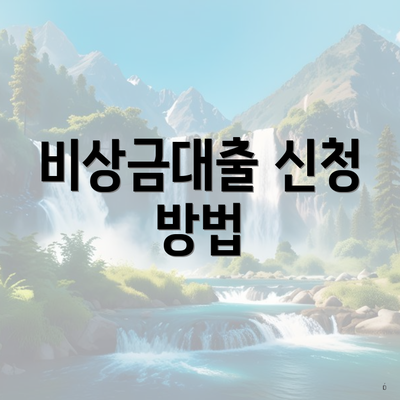 비상금대출 신청 방법