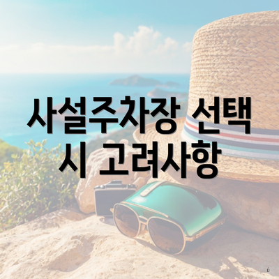 사설주차장 선택 시 고려사항