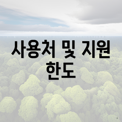 사용처 및 지원 한도