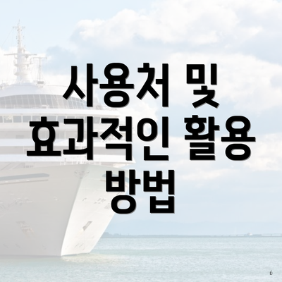 사용처 및 효과적인 활용 방법
