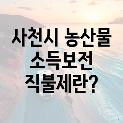 사천시 농산물 소득보전 직불제란?