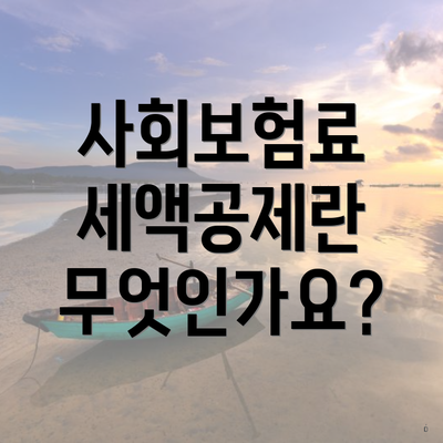 사회보험료 세액공제란 무엇인가요?