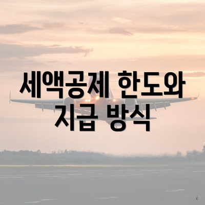 세액공제 한도와 지급 방식