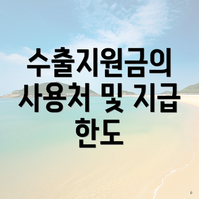 수출지원금의 사용처 및 지급 한도