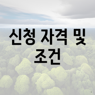 신청 자격 및 조건