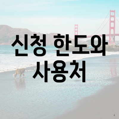 신청 한도와 사용처