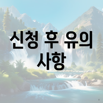 신청 후 유의 사항