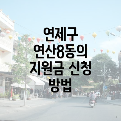 연제구 연산8동의 지원금 신청 방법