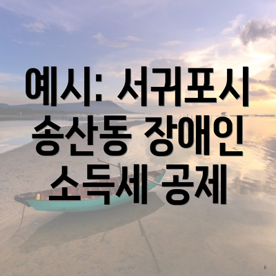 예시: 서귀포시 송산동 장애인 소득세 공제