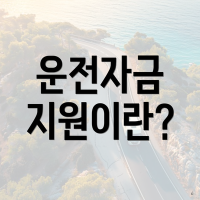 운전자금 지원이란?