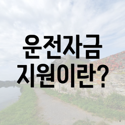 운전자금 지원이란?