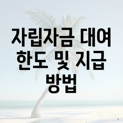 자립자금 대여 한도 및 지급 방법