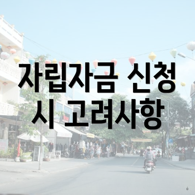 자립자금 신청 시 고려사항