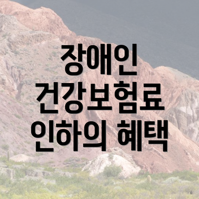 장애인 건강보험료 인하의 혜택