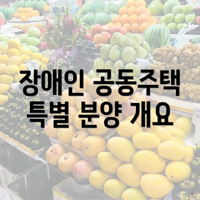 장애인 공동주택 특별 분양 개요