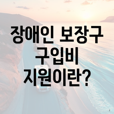 장애인 보장구 구입비 지원이란?