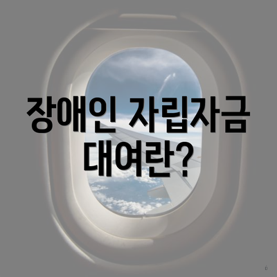 장애인 자립자금 대여란?