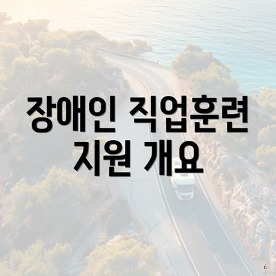 장애인 직업훈련 지원 개요