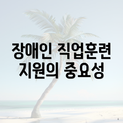 장애인 직업훈련 지원의 중요성