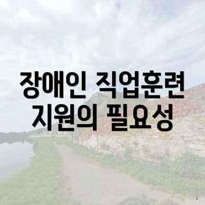 장애인 직업훈련 지원의 필요성
