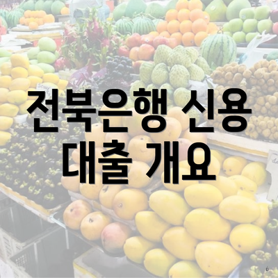 전북은행 신용 대출 개요
