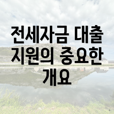 전세자금 대출 지원의 중요한 개요