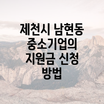 제천시 남현동 중소기업의 지원금 신청 방법