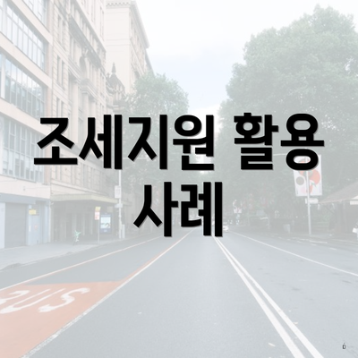 조세지원 활용 사례