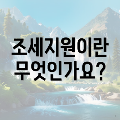 조세지원이란 무엇인가요?