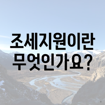 조세지원이란 무엇인가요?