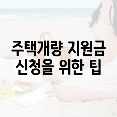 주택개량 지원금 신청을 위한 팁
