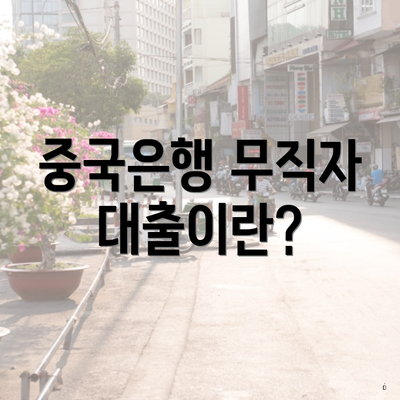 중국은행 무직자 대출이란?