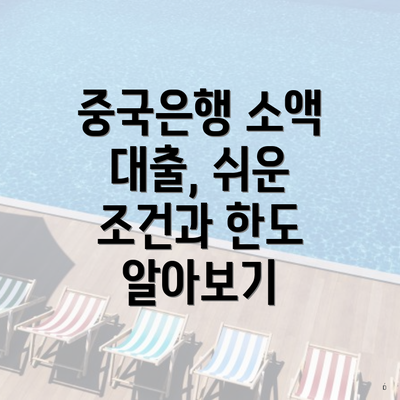 중국은행 소액 대출, 쉬운 조건과 한도 알아보기