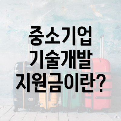 중소기업 기술개발 지원금이란?