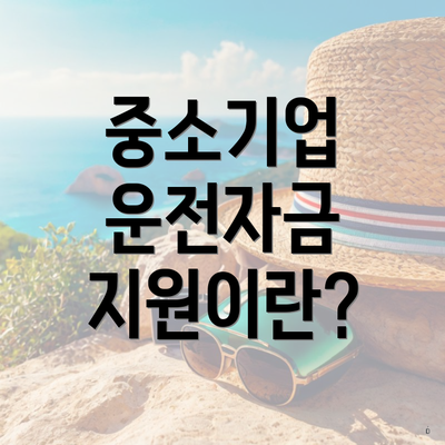 중소기업 운전자금 지원이란?